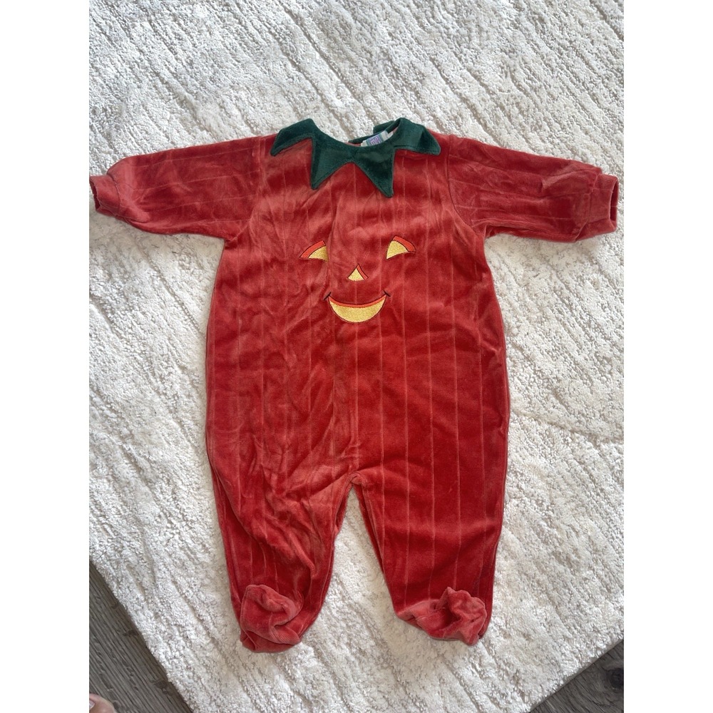 Vintage Little Me Baby Pumpkin Outfit Size 6 Months Halloween Costume